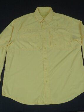REEL LEGENDS SALTWATER VENTED LONG SLEEVE BRIGHT YELLOW SHIRT BUTTON UP LRG L567
